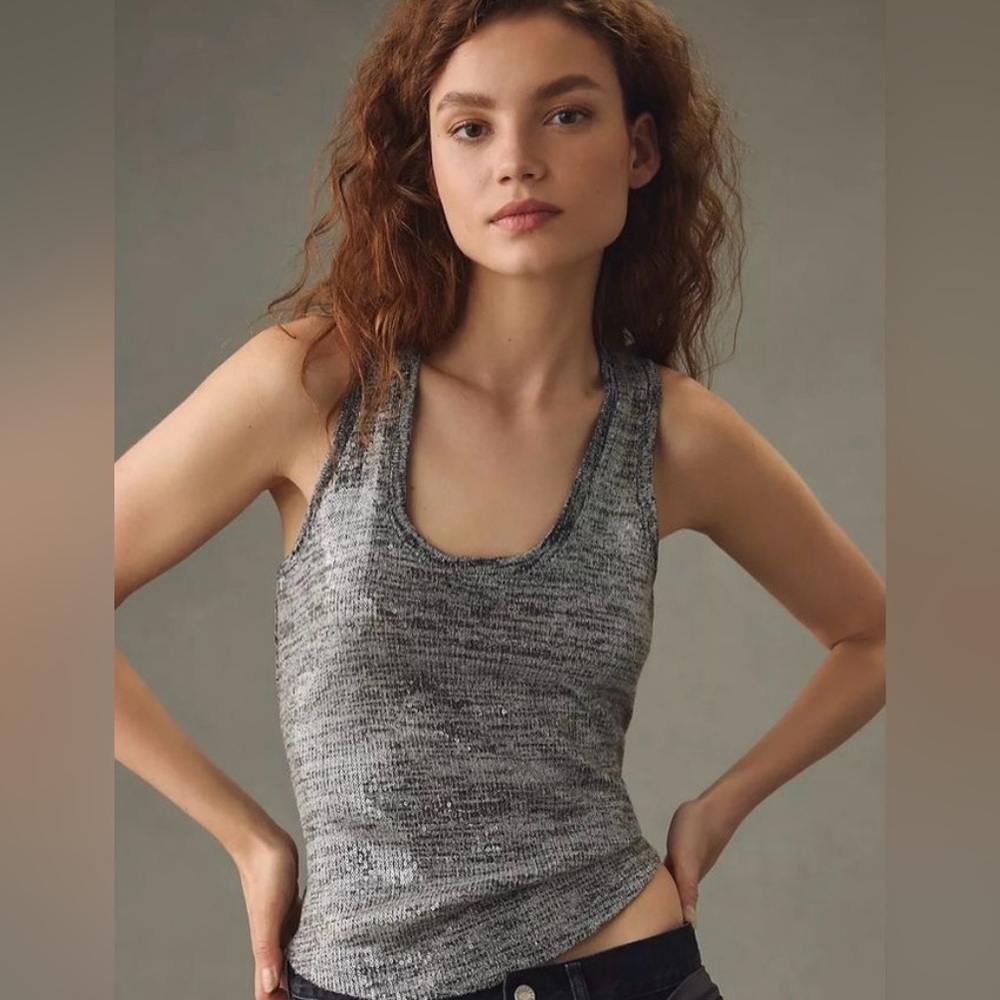 Pilcro sequined racerback tank top